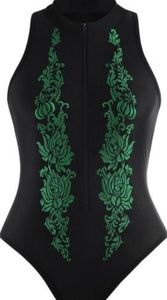 Kaful Mock neck embroidery swimsuit